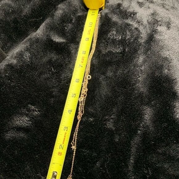 Pave crystal XOXO multi stand gold necklace with lariat detail - Picture 5 of 5